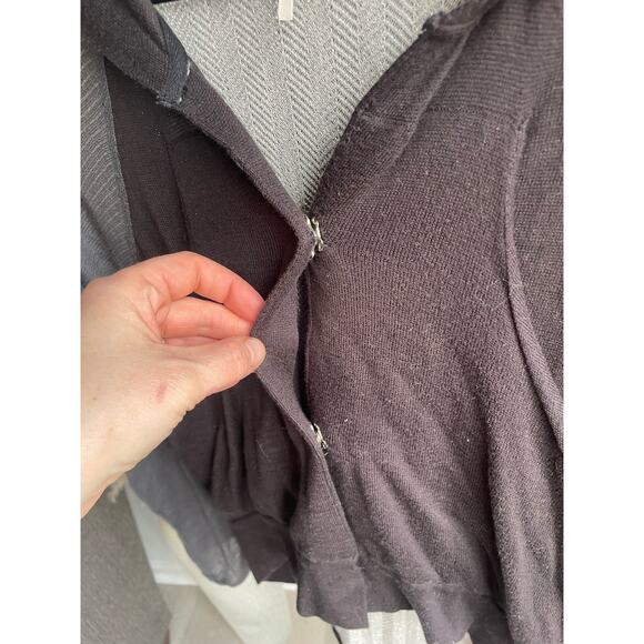 ⭐️ 3/$20 Free People Cocoon Hoodie XS Black Cardigan Coatigan Hi Low Metallic - Picture 4 of 8